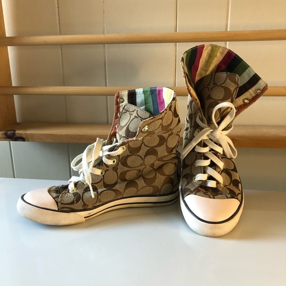 * COACH Unisex Signature Bonney High Top Boot Multi Women’s Size 6M Sneakers - Picture 1 of 13